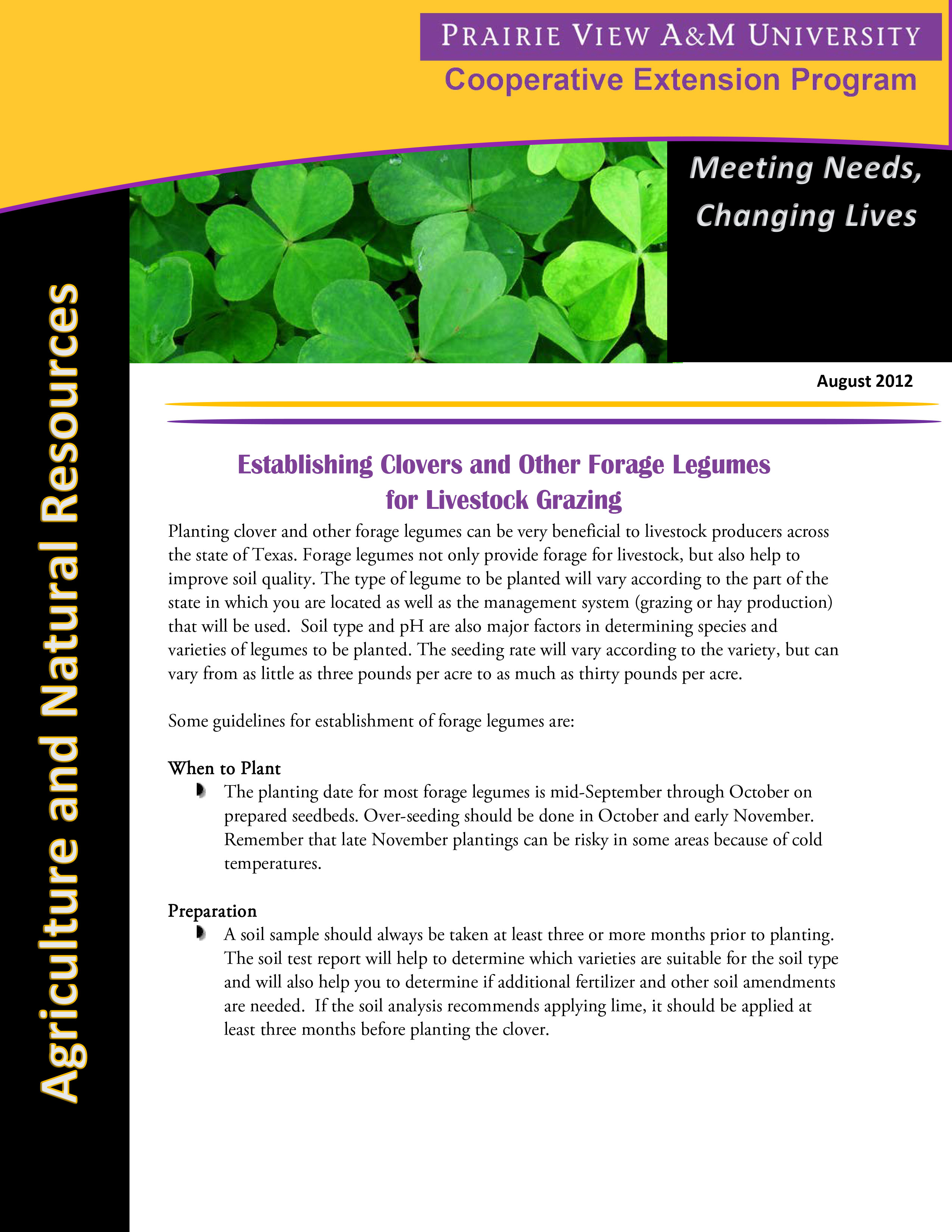 Establishing Clovers and Other Forage Legumes for Livestock Grazing