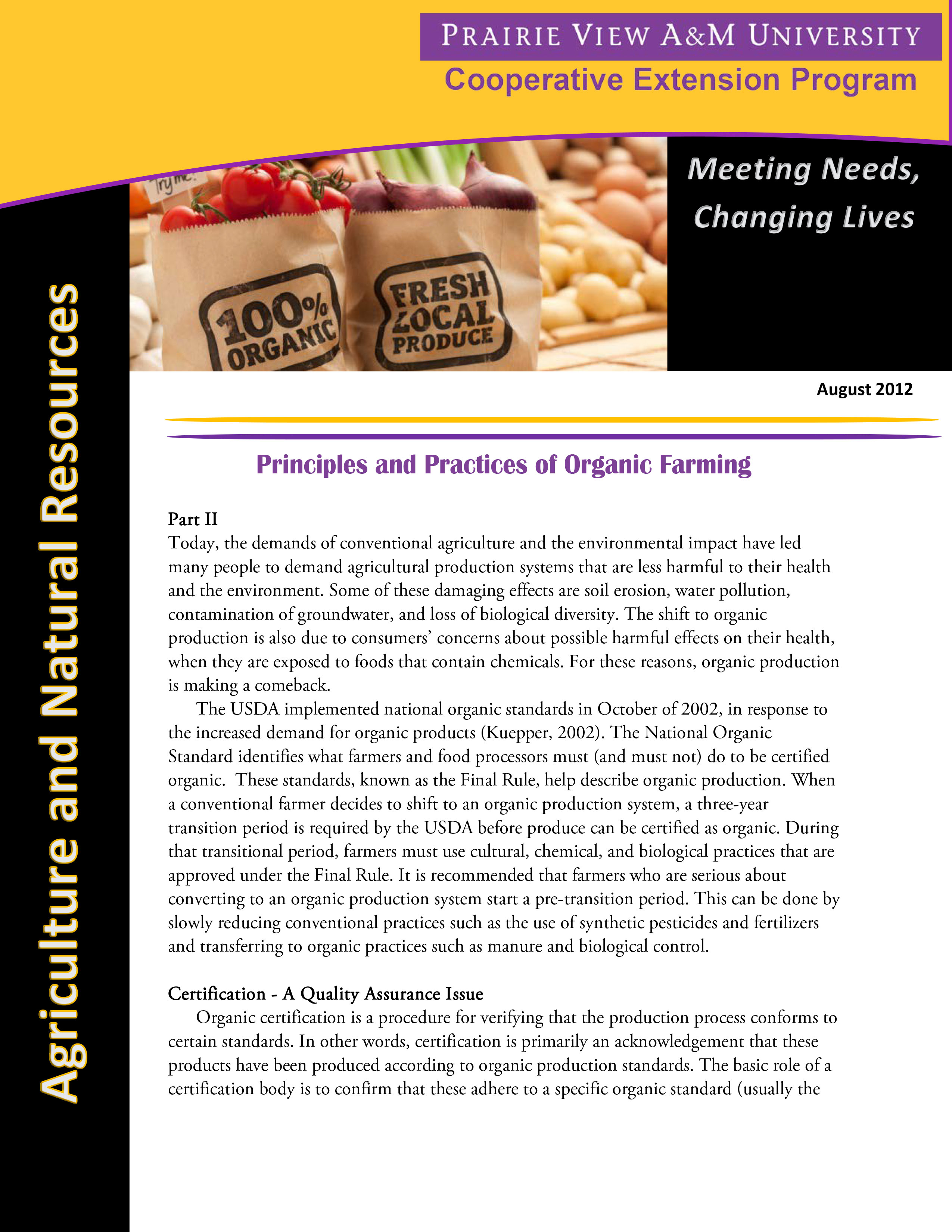 Principles and Practices of Organic Farming Part 2