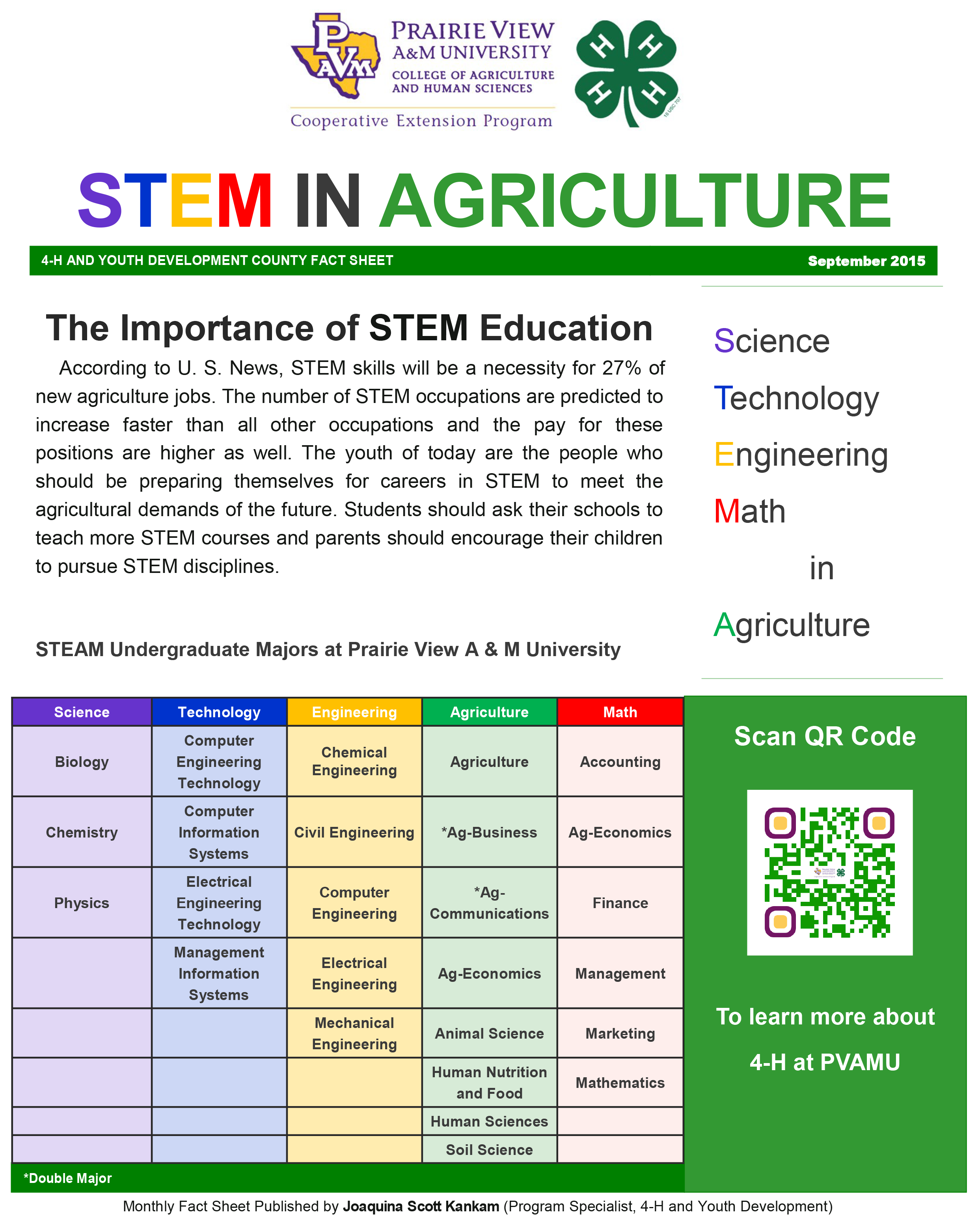 STEM in Agriculture Factsheet