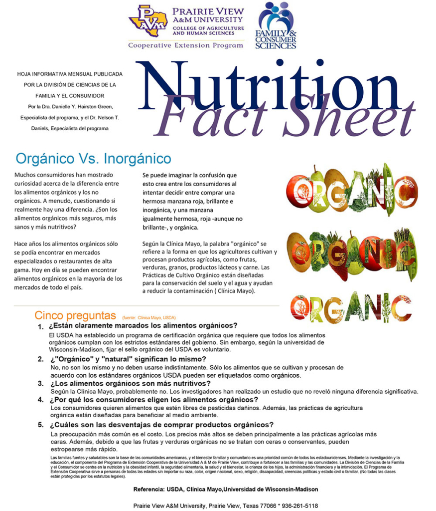 Organic Vs Non Organic Spanish