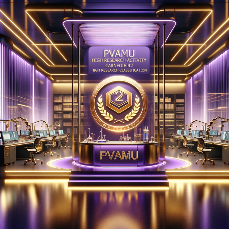 rendering of an award for PVAMU's Carnegie R2 status