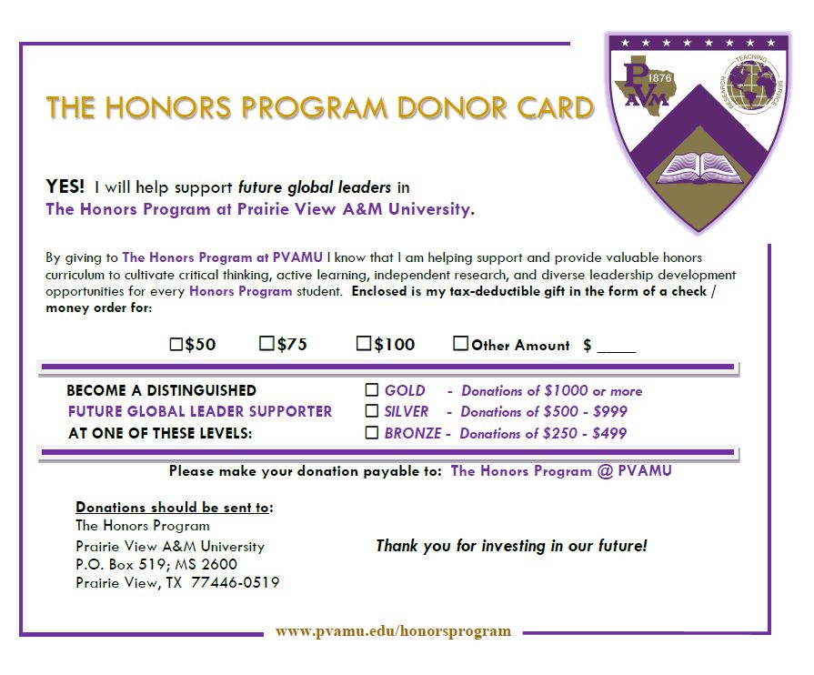 gifts donations the honors program