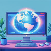 global image on a computer screen