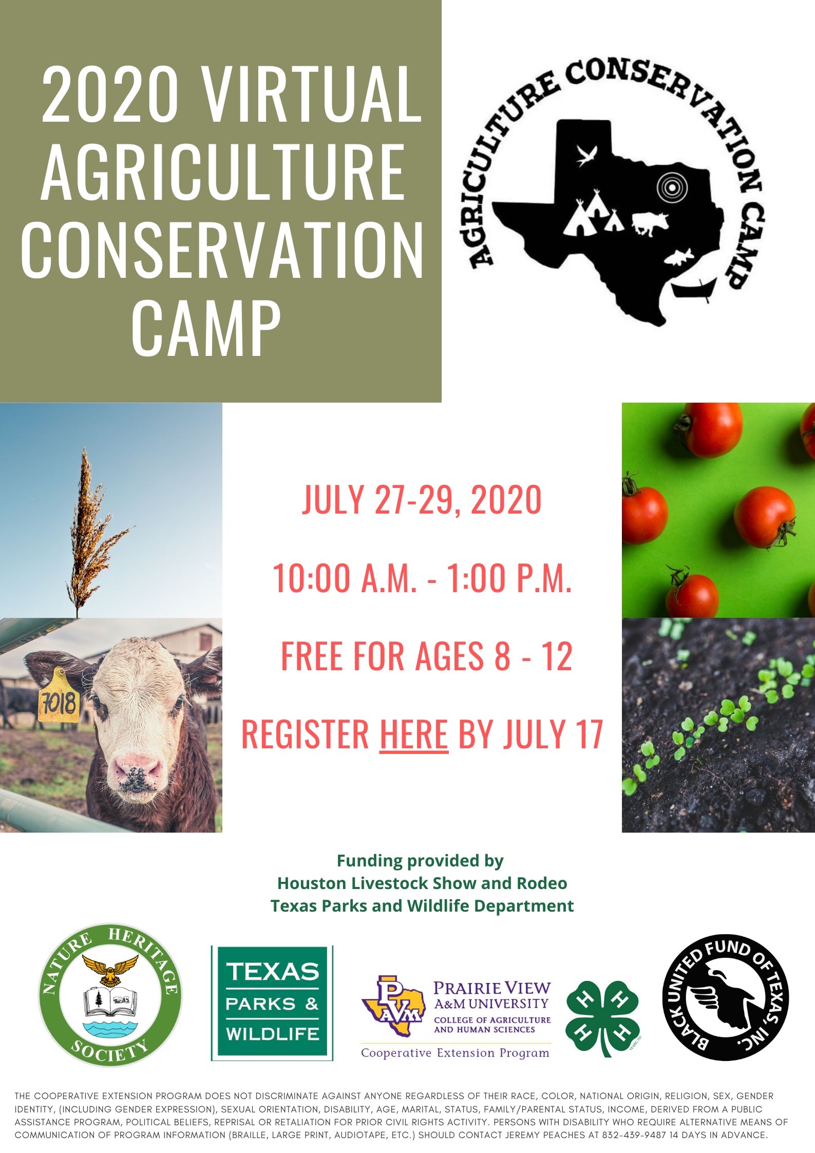 Flyer for Virtual Agriculture Conservation Camp