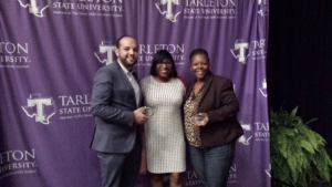 Yassine Cherrif (Left) and Gayland Johnson (Right) with Dr. Carmen Carter, Acting Dean, Graduate Studies