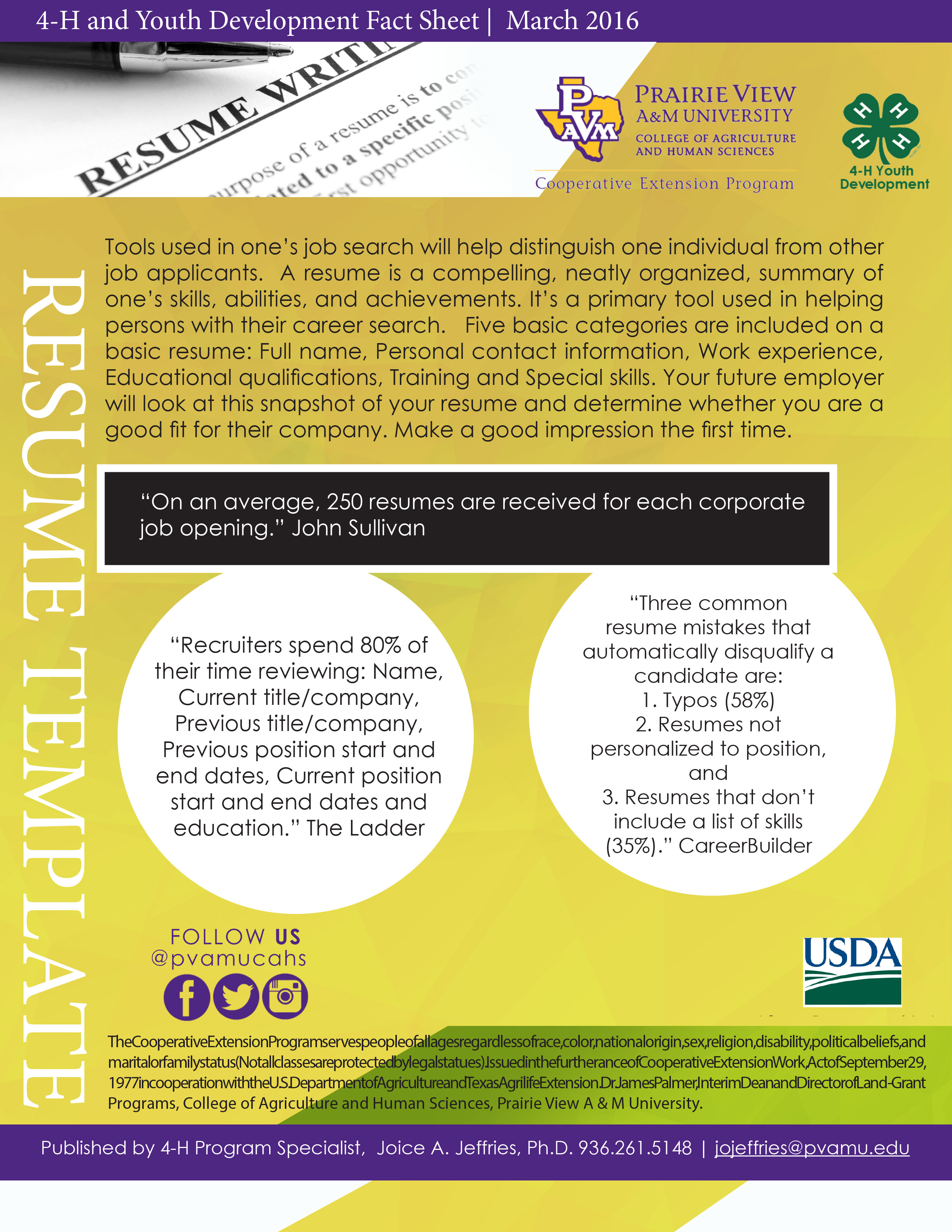 4-H Resume Factsheet