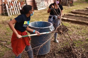 Volunteers helping clean at Dogan Elementary