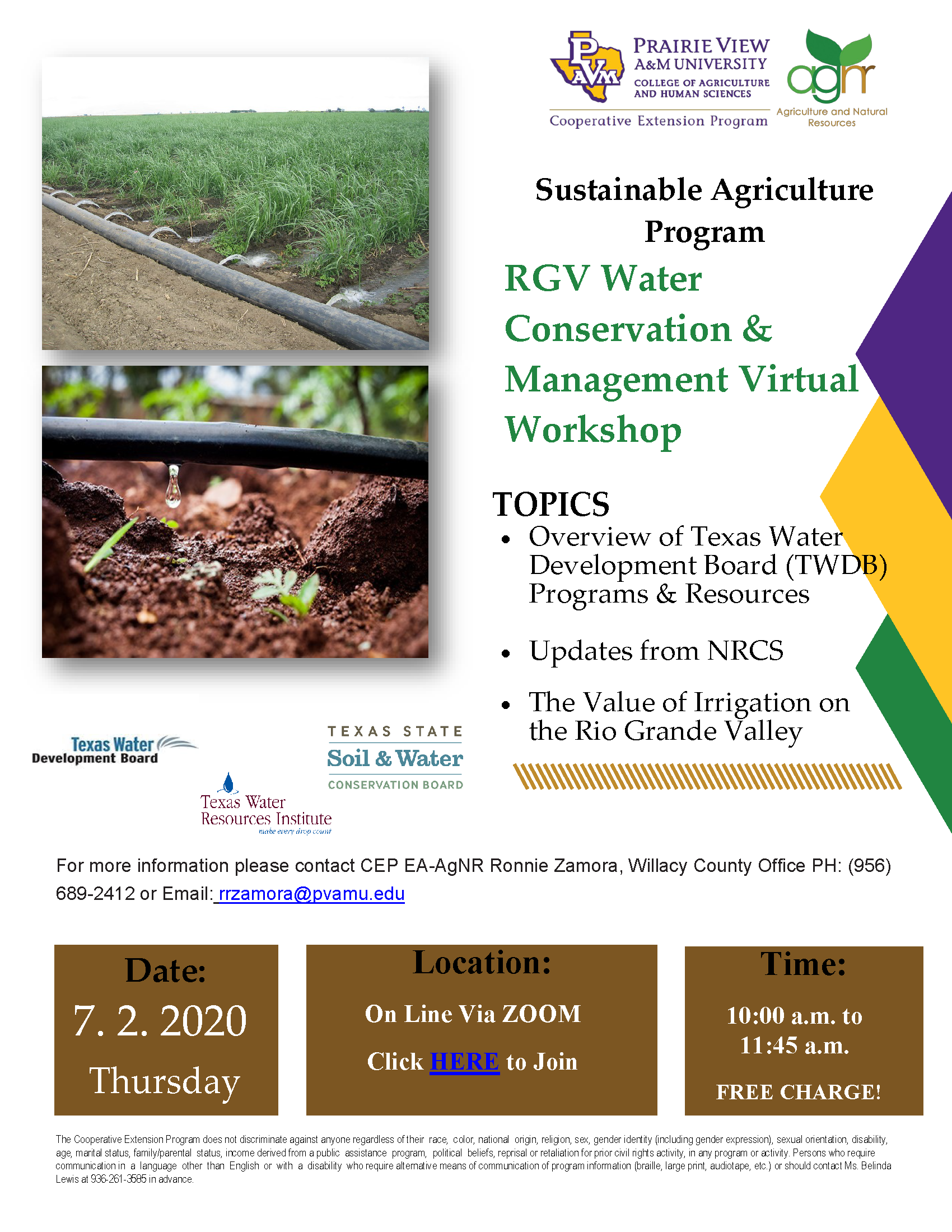 RGV Water Conservation & Management Virtual Workshop flyer