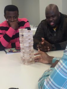 SLAP participants playing a game of Jenga