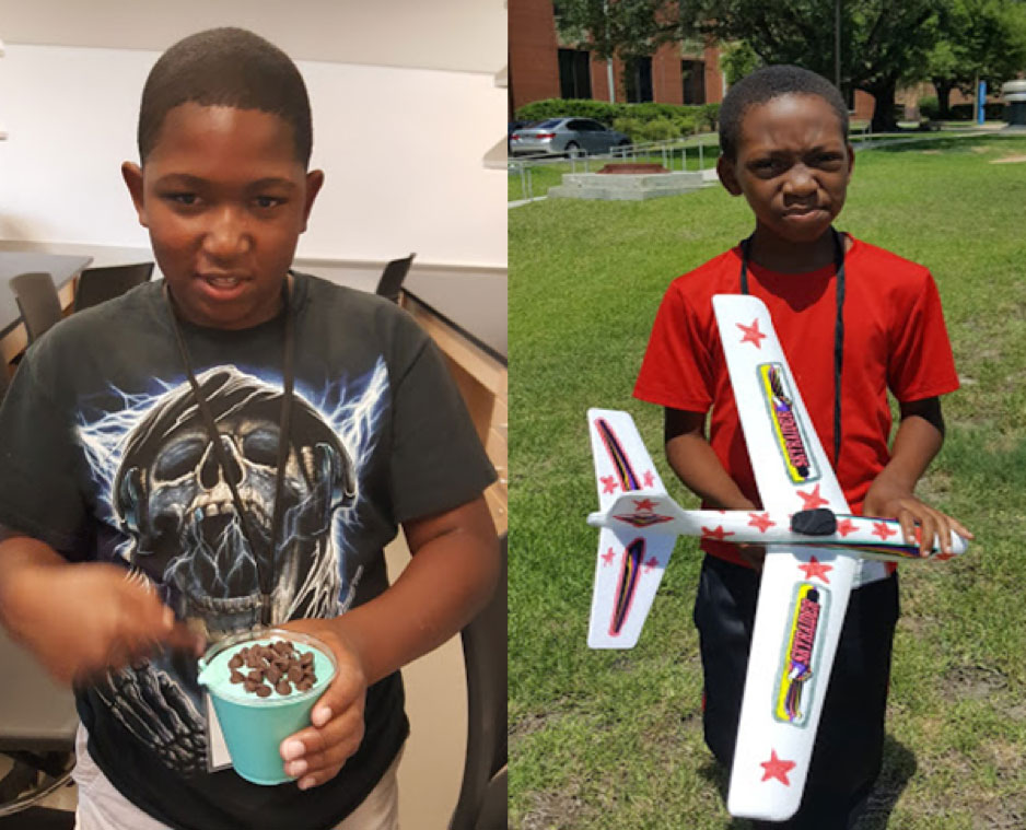 Youth participants display ice cream made in the hands-on workshops in food science with Dr. Milton Daley and the drones with Dr. Ripendra Awal and Mrs. Nakita Bowman