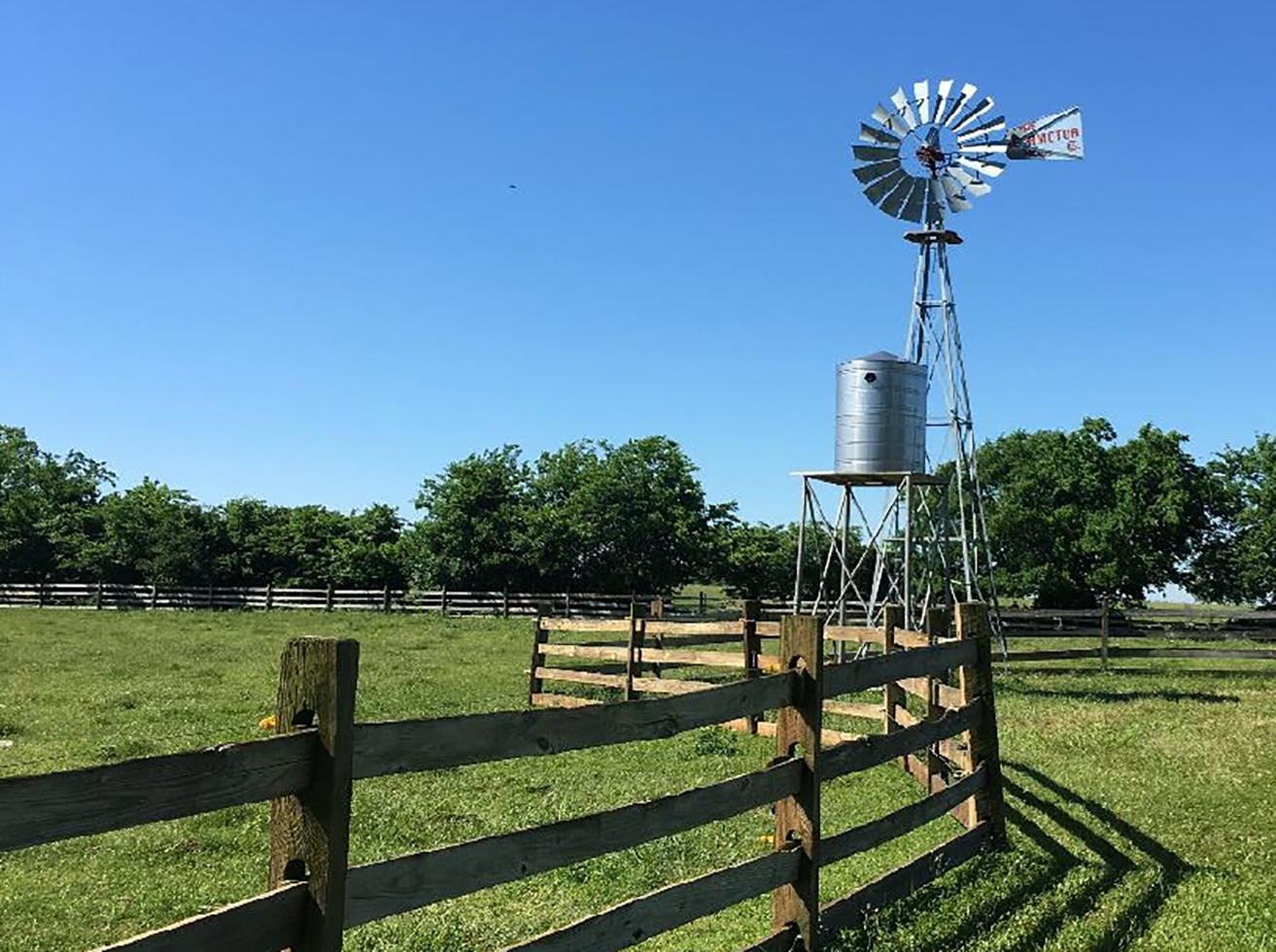 Steel windmill on a farm