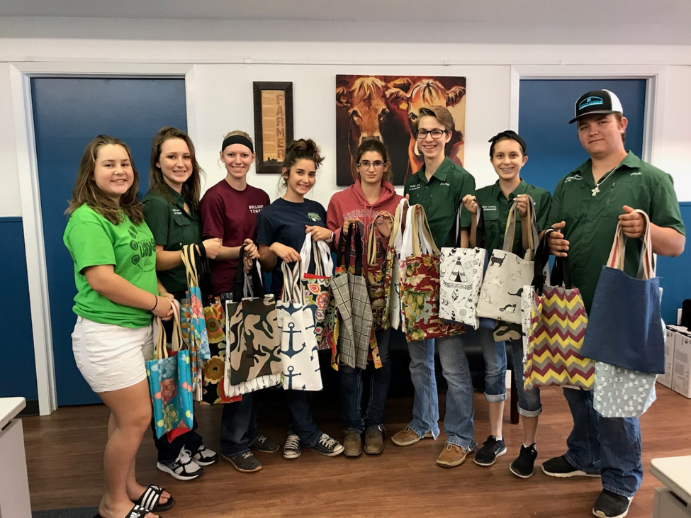 Teen Ambassadors display the tote bags they donated to youth served by Hempsteads’ Child Protection Services.