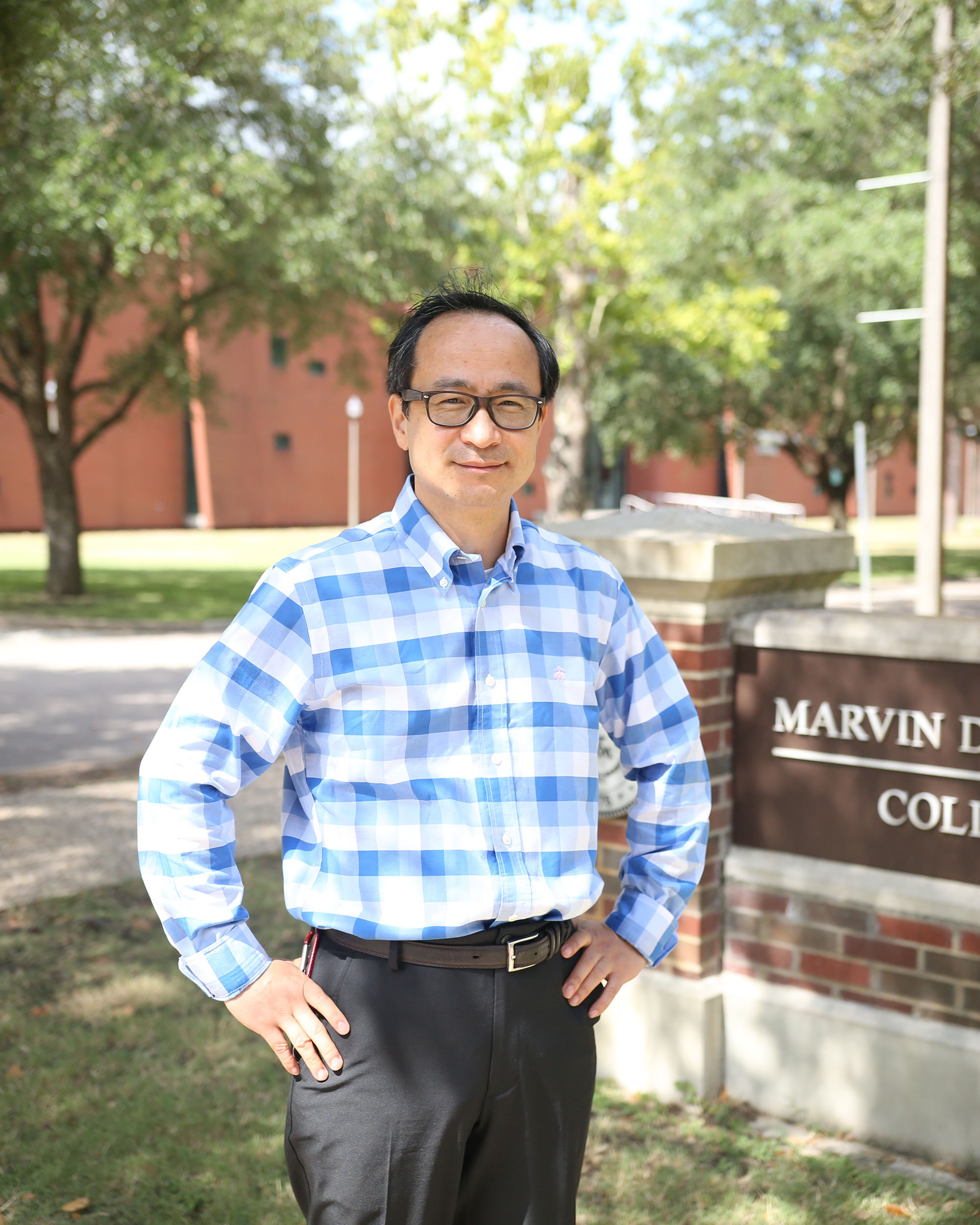 Male faculty member on campus