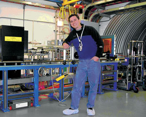 CRESSE researcher, Dr. Brad Gersey, prepares a radiation experiment.