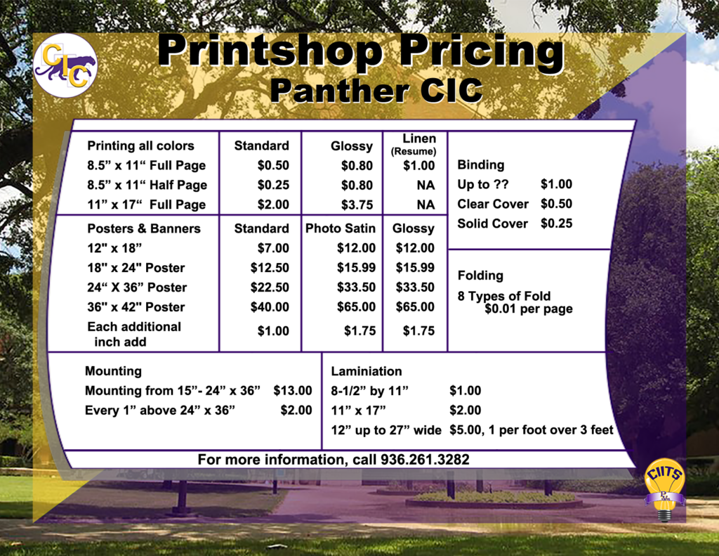 Printshop Pricing Panther CIC