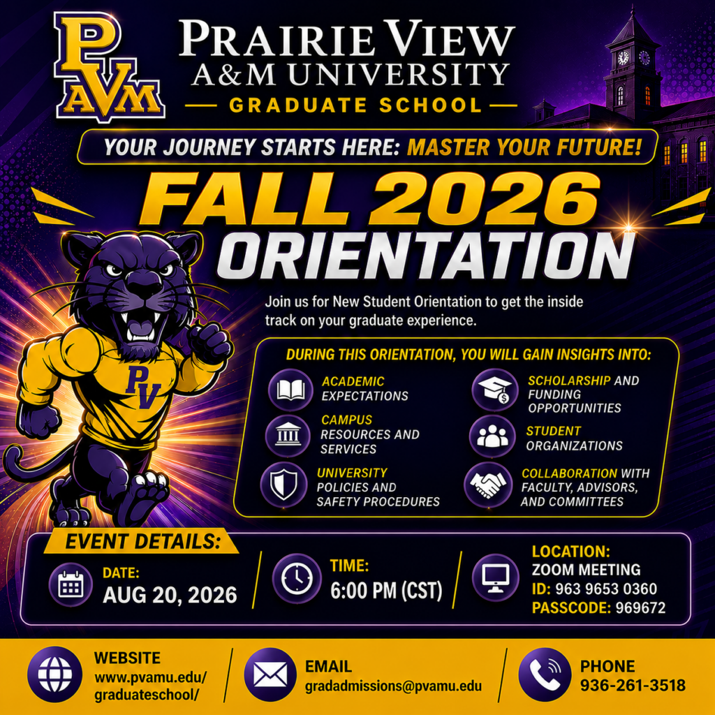 Fall 2026 Grad Orientation Flyer