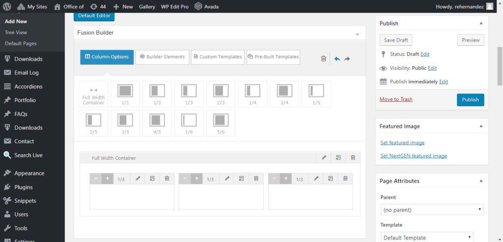 Columns in fusion builder