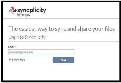 login via web to sync and share files.