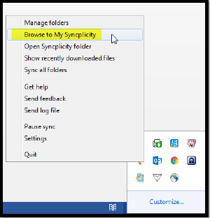 Open syncplicity folder and browse to My Syncplicity 