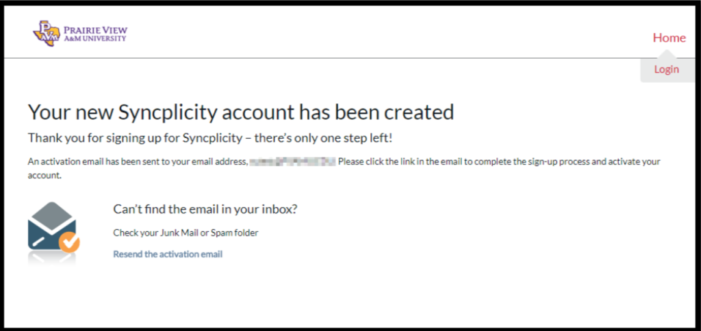 screen shot of notice to your account created.