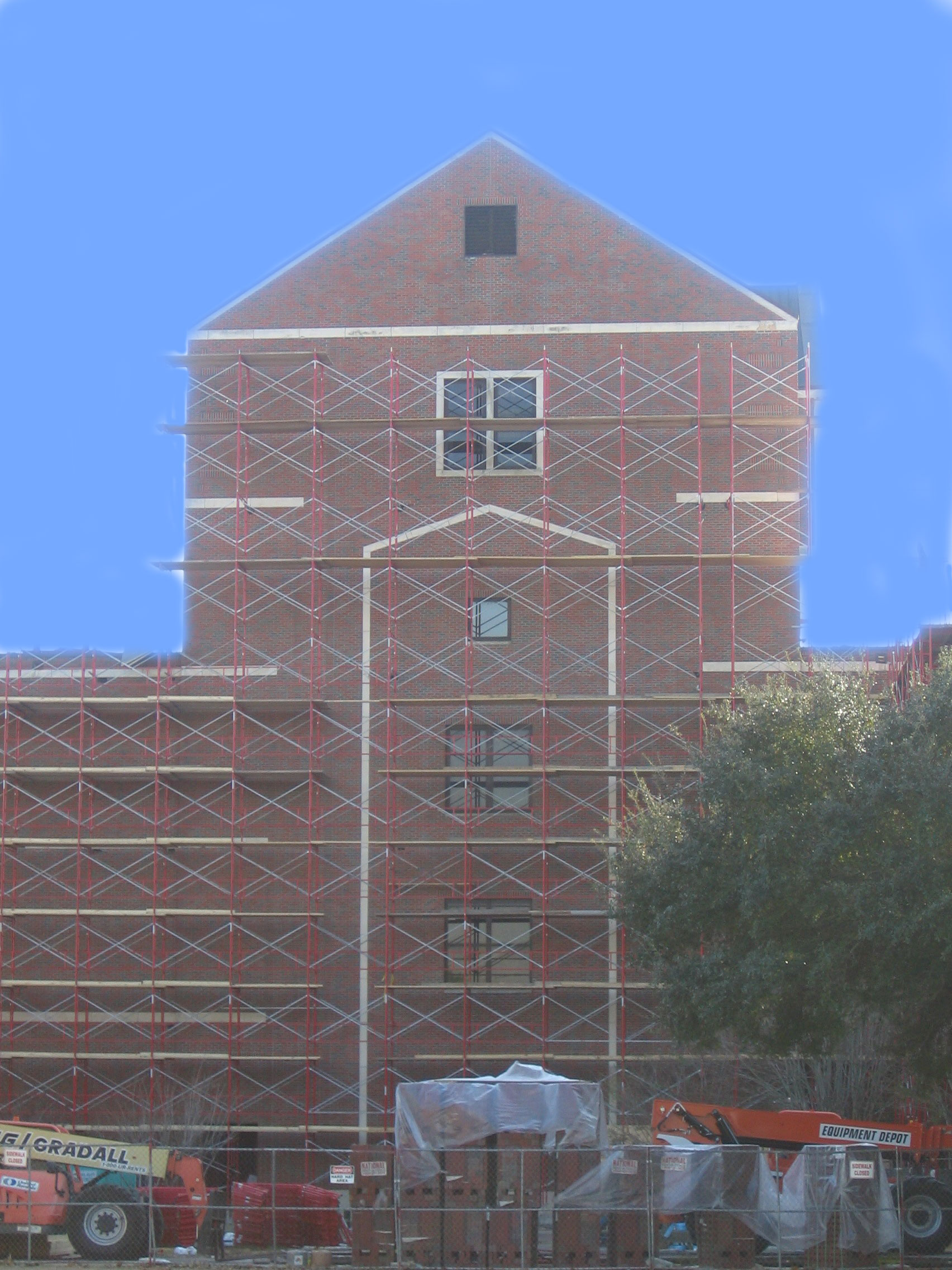 View of John B. Coleman Library’s front entrance during the Brick project View of John B. Coleman Library’s front entrance during the Brick project