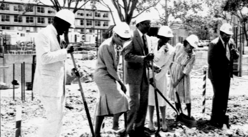 President Pierre and McKee Contractors a the Ground Breaking Ceremony for the John B. Coleman Library – 1986