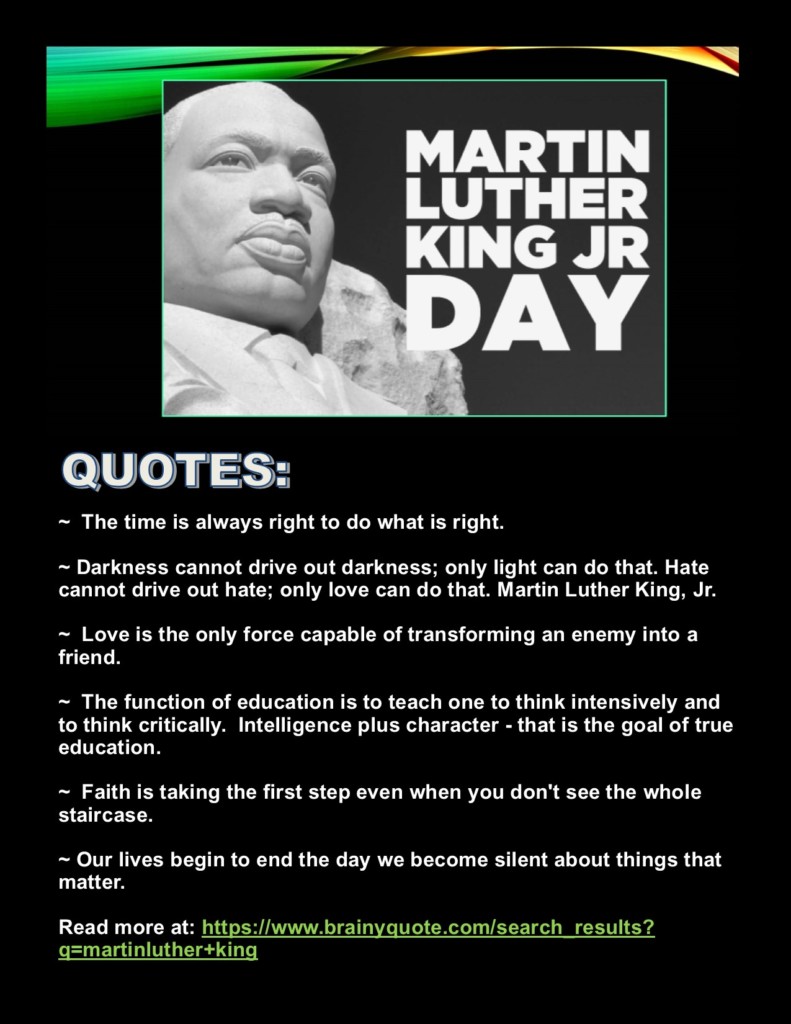 The Library Celebrates Martin Luther King Day Jan 20 2020 Library