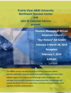 Houston Museum of African American Culture “Our History” Art Exhibit