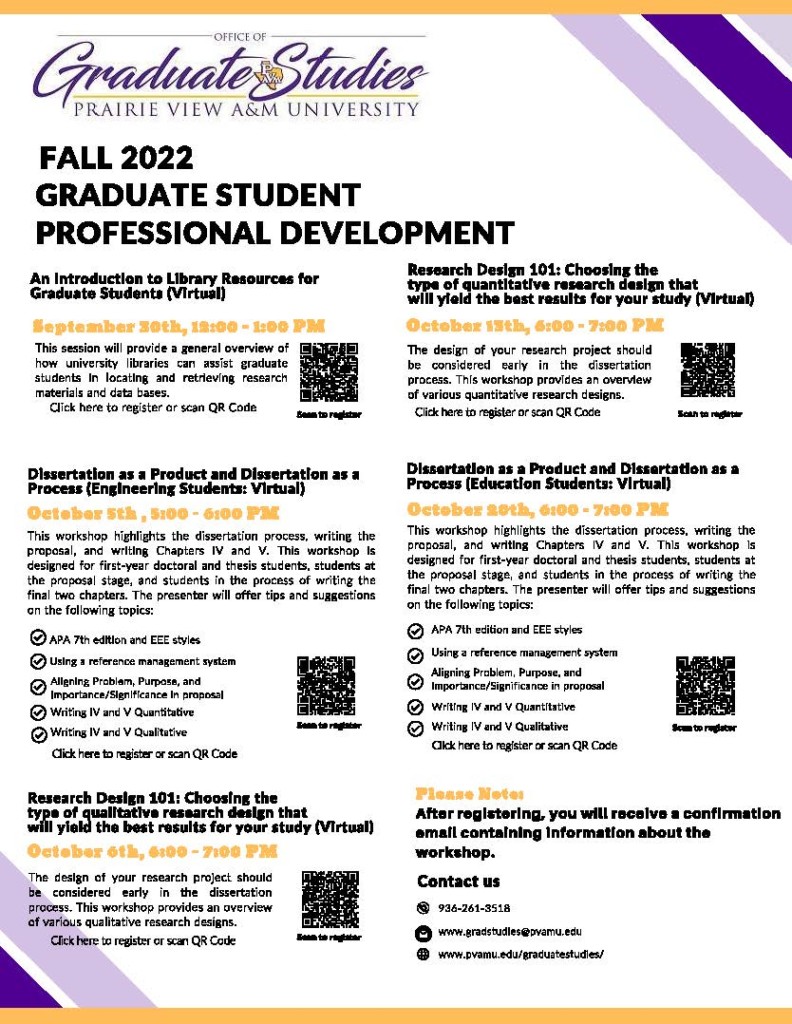 Graduate Workshops Fall 2022