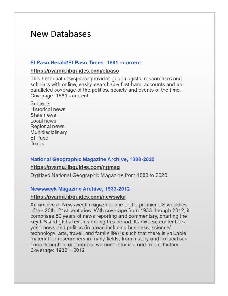 3 new databases