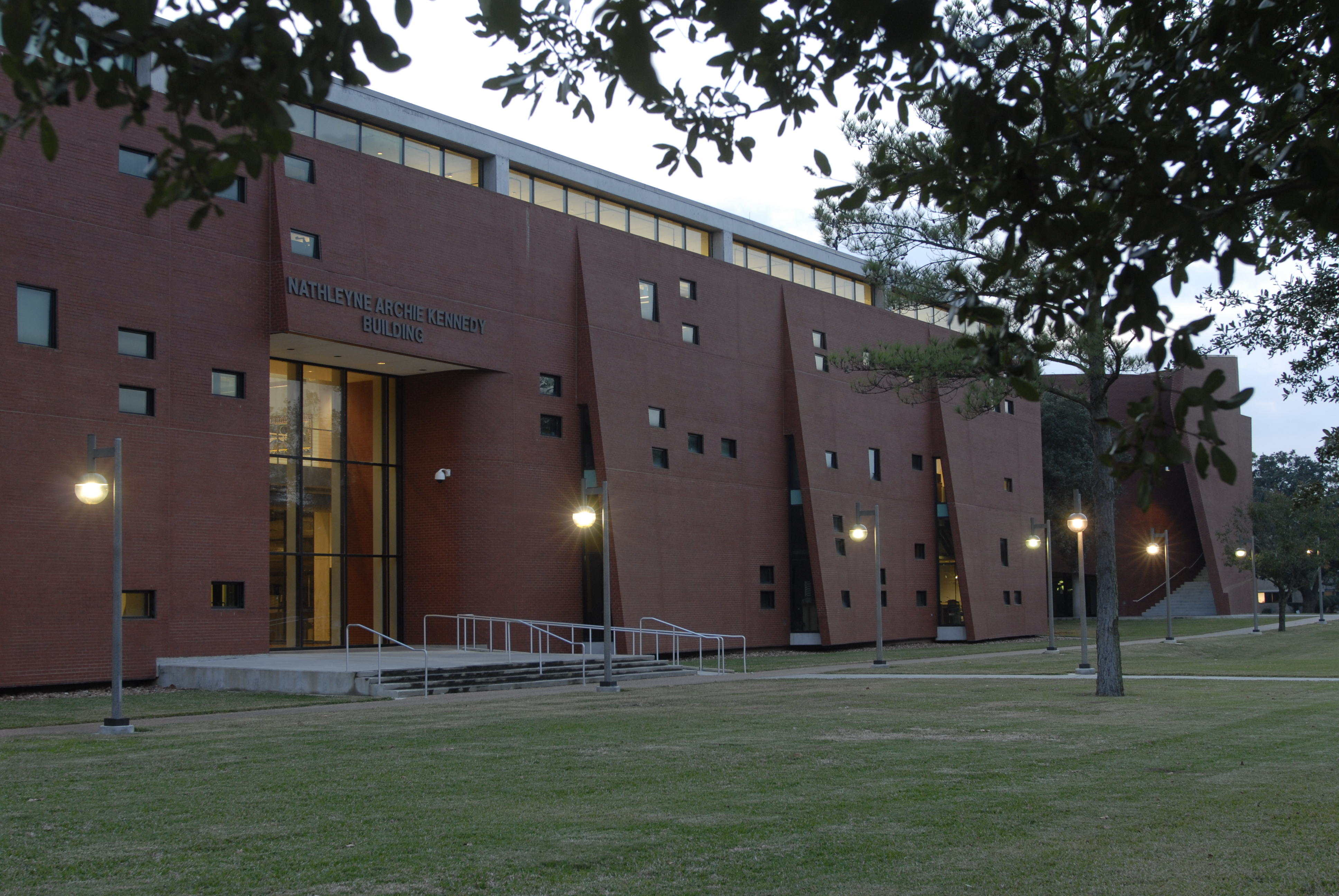 Nathelyne A. Kennedy Building in the evening