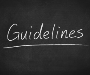 Guidelines written on a black chalk board