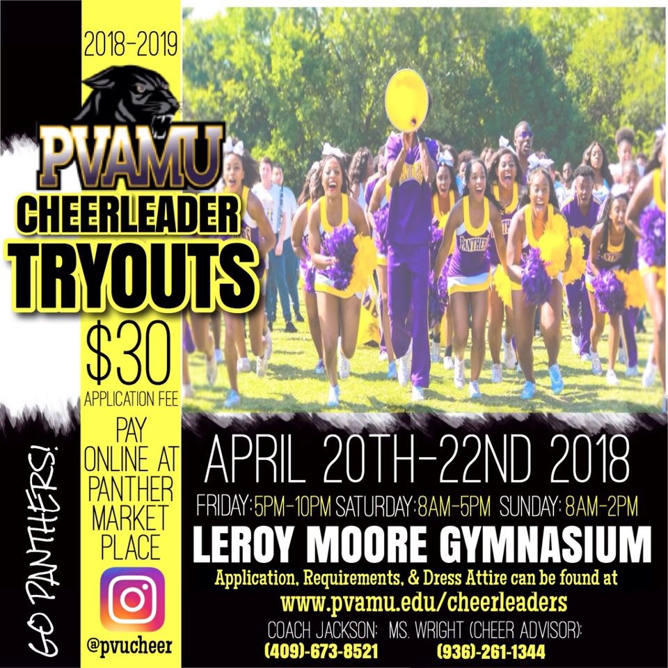 PVAMU Cheerleading Tryouts Flyer 2018