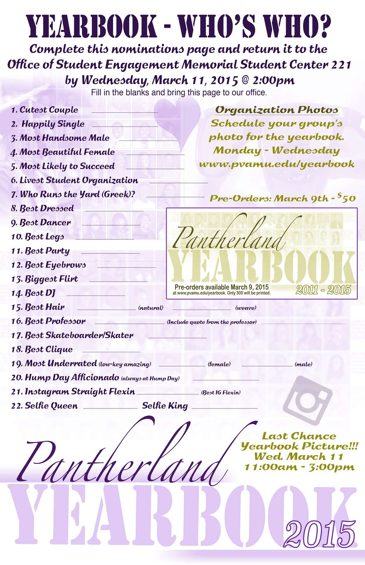 Yearbook Panther Ad-low Yearbook Who's Who? Yearbook nomination form for campus favorites