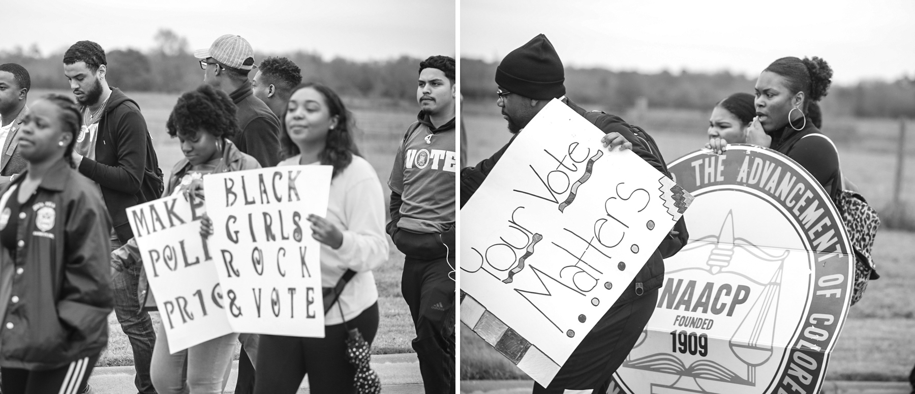 Your Vote Matters Sign; NAACP Sign - Students Marching