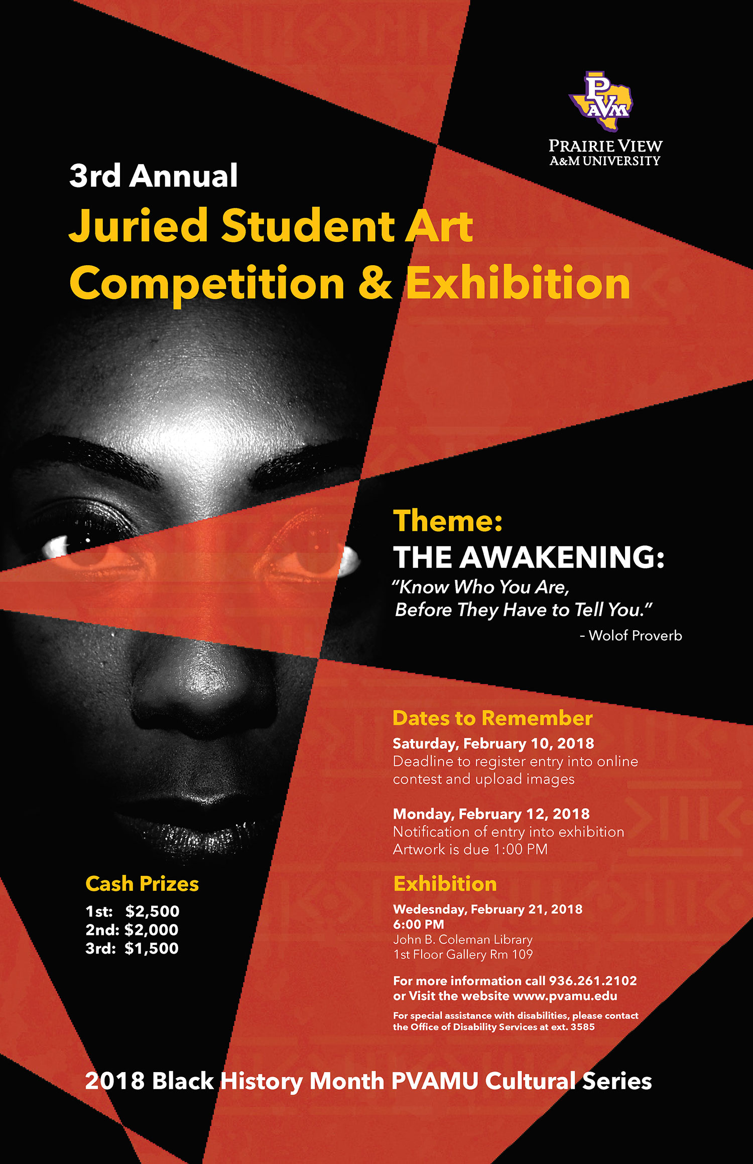 The 3rd Annual Student Art Exhibition poster in red