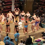Sumo Wrestlers in their Ceremonial Aprons