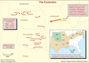 Map of The Exodusters Colonies