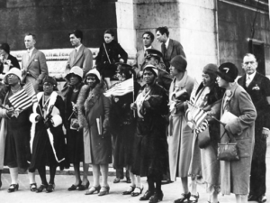 Gold Star mothers and widows visiting the Tomb of the Unknown Soldier in Paris in 1930. (Courtesy National Archives via Journal of American History)
