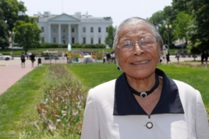 Recy Taylor in 2011 in Lafayette Park in Washington after touring the White House. Credit Susan Walsh/Associated Press