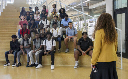 Architecture students with dean