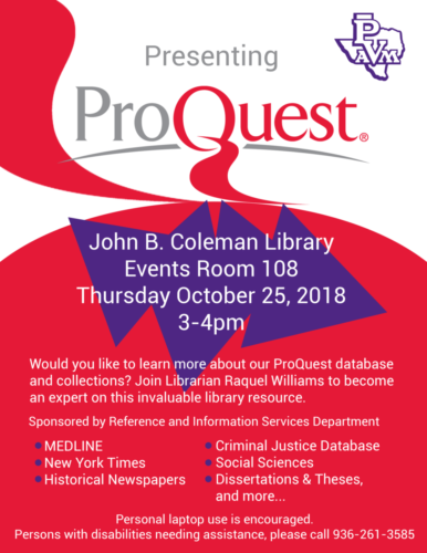 ProQuest Workshop Details Flyer