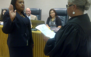 Yolanda Ford being sworn in