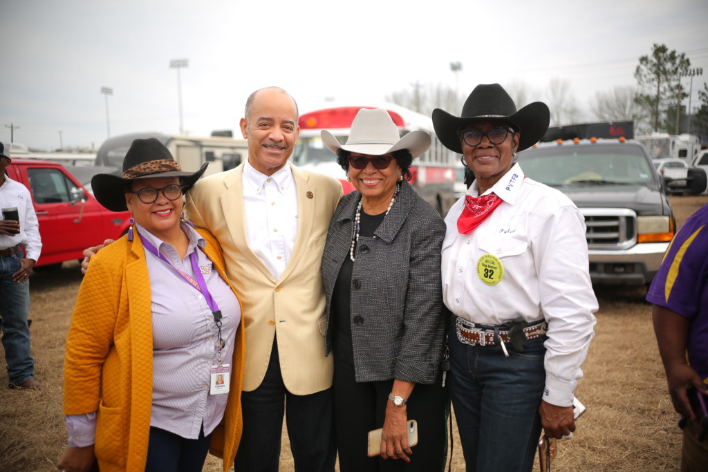 CAHS Veterinary Assistant Chandra Adams, Prairie View Mayor David Allen, President Ruth J. Simmons, and Budget Specialist Sherylle Fuller.