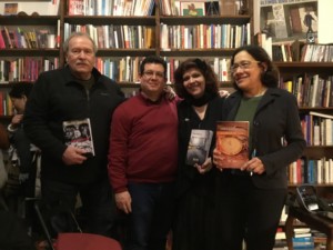 Fernandez (left) pictured alongside Verlag and two authors in Berlin.