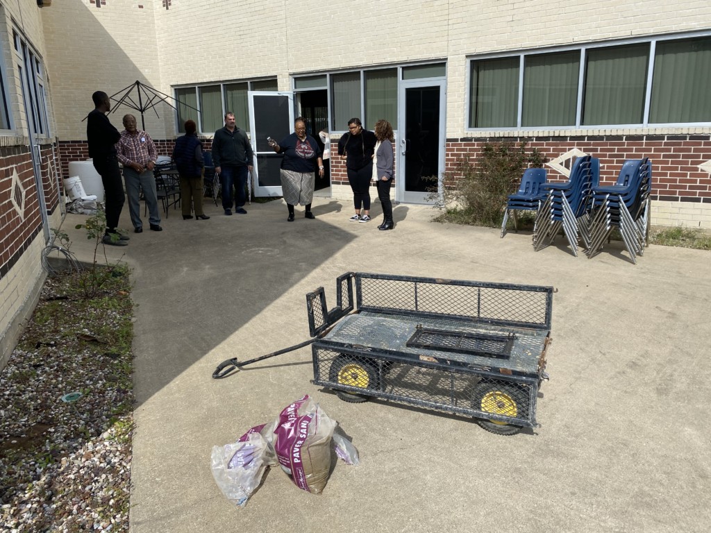 In January 2020, the team gathered on the Brazos Valley African American Museum's patio site in Bryan, Texas, for a planning meeting.