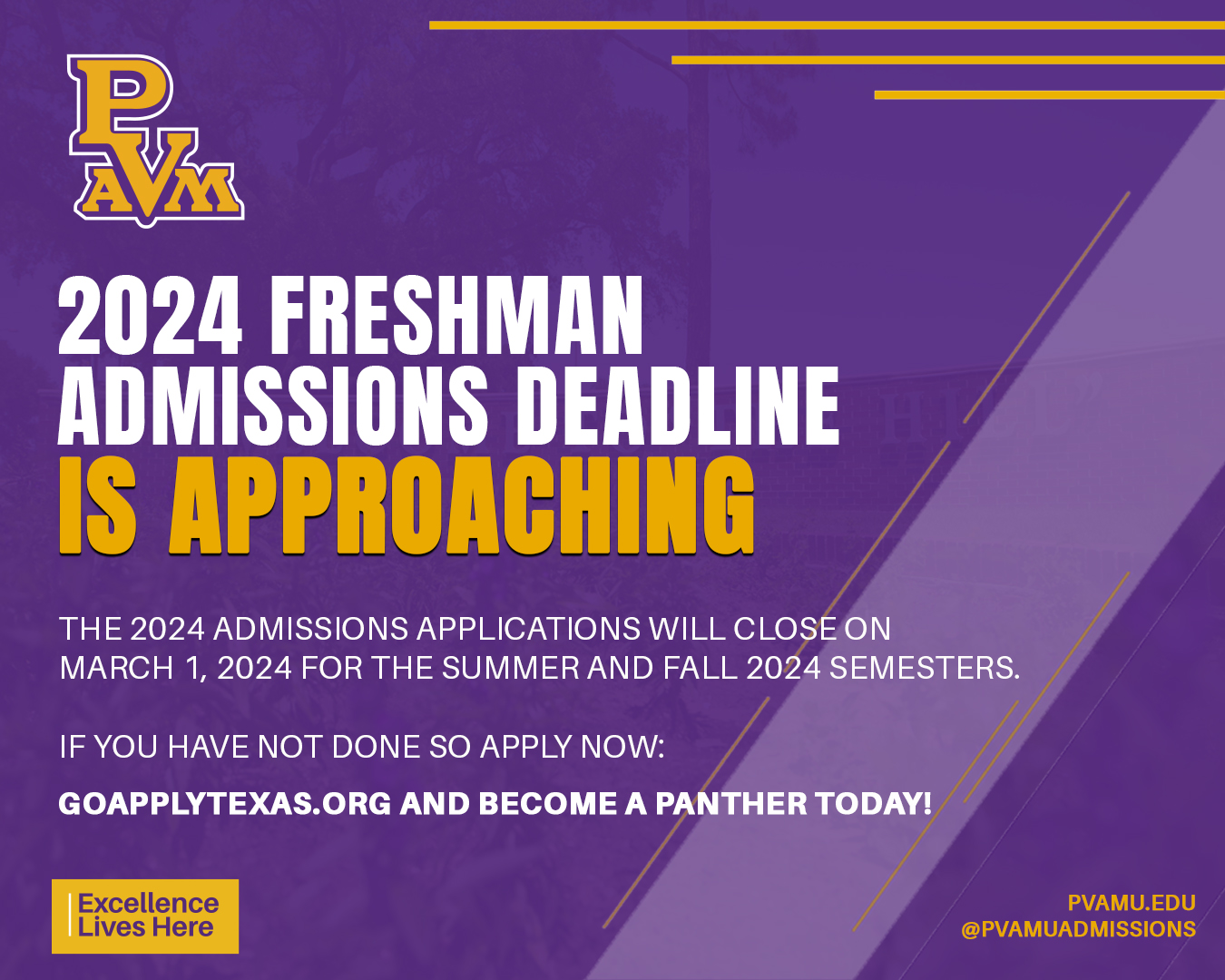 PVAMU Admissions Open PVAMU Home