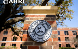 PVAMU Exterior logo with AHRI2 logo affixed